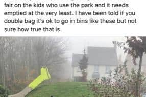 A post on social media asking for a dog poo disposal point at the same spot on Hanwell Fields