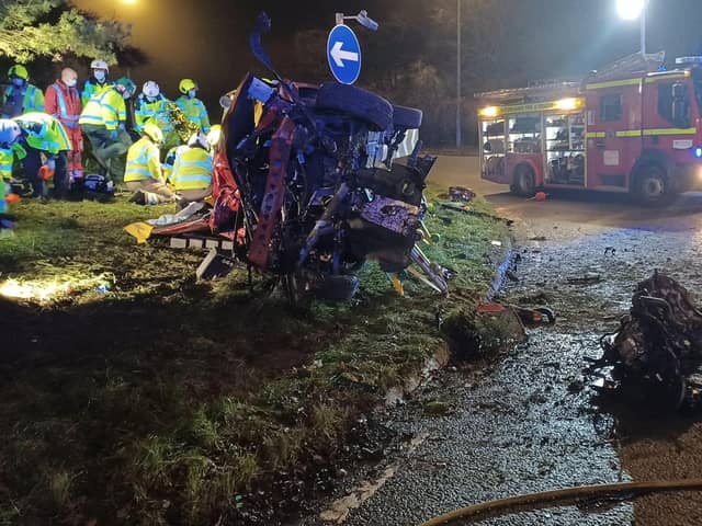 Three fire crews helped rescue a person from a collision on A361 near Chipping Norton on New Year's Eve (Image from Oxfordshire Fire & Rescue Facebook post)