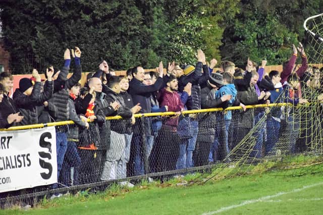 Fans at Alvechurch on New Year's Day   (Picture by Julie Hawkins)