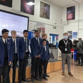 Visitors from Collins Aerospace Aniel Ganatra (Head of Quality ), Michael Quinn (ex student of the school, manufacturing apprentice) pictured with students Jayden Jones, Anay Sinha, Kristen Hapugoda, Baillee Poole and Jed Thorburn (Submitted photo)