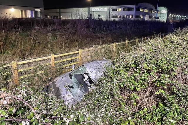 Driver 'lucky to only suffer minor injuries' after single-vehicle collision on M40 near Banbury late last night, Thursday January 13. (Photo from Oxfordshire Fire & Rescue Facebook page)