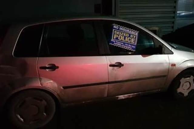 Police seized this vehicle for having no insurance on Friday night (January 28) in Brackley (Image from Northamptonshire Police SPC Jeskins Tweet)