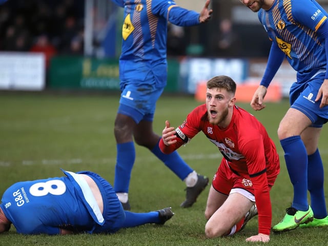 Captain Connor Kennedy received a second yellow card for this challenge and was sent-off