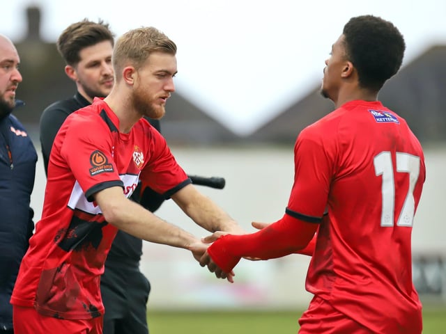 New signing Callum Stead replaces Decarrey Sheriff to make his Poppies debut after joining from Hitchin Town
