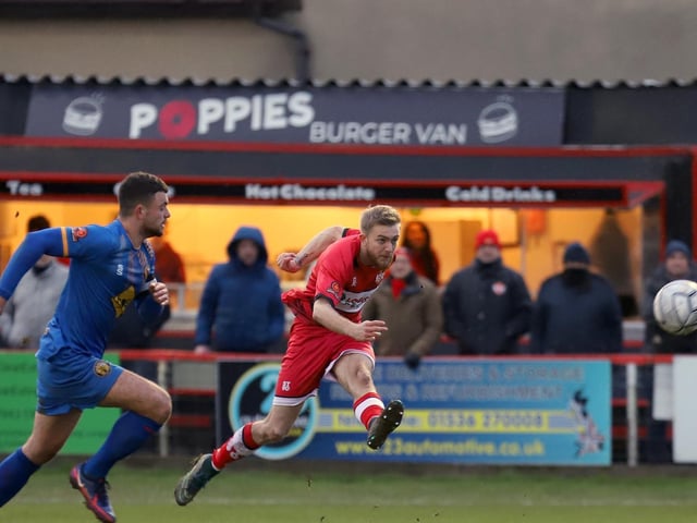 New boy Callum Stead went close to hitting a winner on his debut with this effort