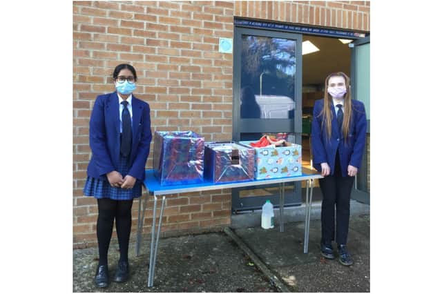Futures students Arash Kaur and Jasmine Gili-Stead Institute Banbury who donated hundreds of items to the Banbury Food Bank (Submitted photo)