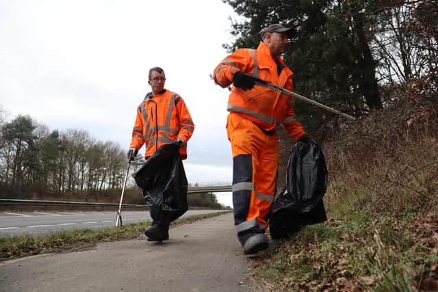 One ton of discarded rubbish has been collected from a five mile stretch of the A40 carriageway running through West Oxfordshire in just one week. (Image from West Oxfordshire District Council)