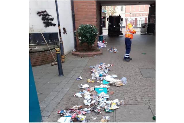 Cherwell District Council has found the land owners in connection to a litter hotspot in Malthouse Walk, Banbury to be in breach of a community protection notice. (photo from Cherwell District Council Tweet)