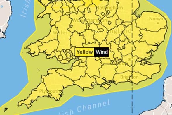 A yellow wind warning has been issued until 3pm Monday February 21 covering much of the country, including Oxfordshire, due to Storm Franklin. (Image from Oxfordshire County Council)