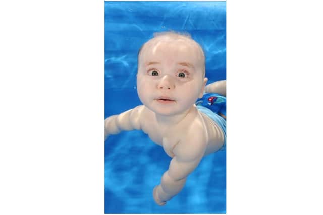 Zach Tombling at five months old. Before his condition deteriorated, he would swim at Frank Wise school pool with the local swim school, Water Babies Bucks and Beds. (submitted photo)