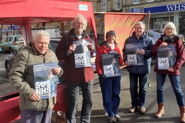 Some of the Chipping Norton Labour members out in Market Square on Saturday. They are l - r Peter Buckman, Cllr Mike Cahill, Kate Whatman, county councillor Geoff Saul and Sue Richards