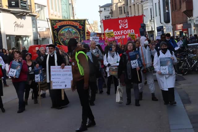 The march in Oxford, which members of Keep the Horton General and the GMB Banbury branch attended