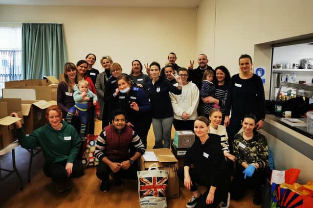 Volunteers at Longford Park Community Centre in Banbury working to package donated supplies to the Ukrainian refugees (Submitted photo)