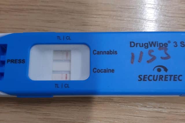 The roadside test revealed that this motorists was driving with drugs in his system