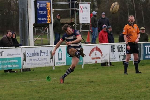 Banbury’s man of the match Ed Phillips scored a try and kicked a penalty and seven conversions in Saturday’s 67-20 win    Picture by Simon Grieve