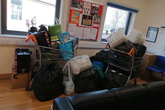 Donations from pupils at Wykham Park Academy and its sister school Futures Institute in Banbury for Ukrainian refugees