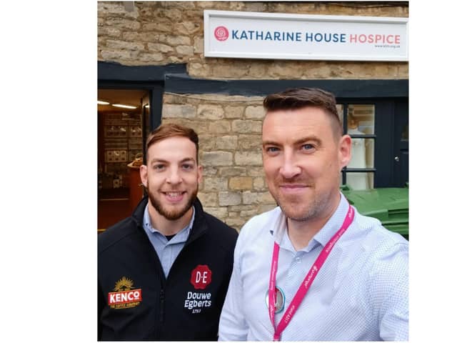 Andy and Luke from JDE volunteering at Katharine House shops (Submitted photo)
