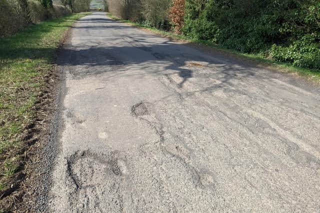One unclassified road between Shutford and Epwell. 18 per cent of roads in England are in poor condition and have less than five years' life left