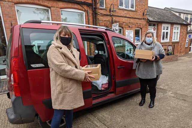 Volunteers with the Brackley Elves group: Sharon Foulkes ( Happy at Home) and Kim Grantham (Brackley Community Saints Project) deliver meals over the Easter holiday
