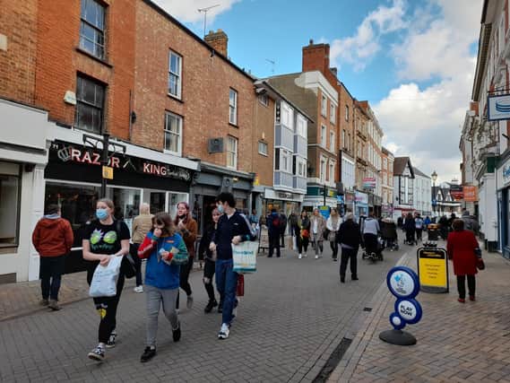 People flocked to the town centre of Banbury to barbershops, salons and local shops on reopening day Monday April 12