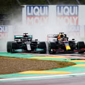 Lewis Hamilton battles with Max Verstappen at Imola