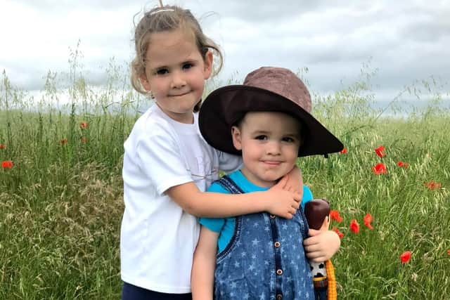 Albie Willett and his big sister Eleanora, aged five
