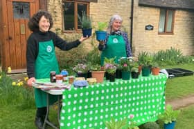 Sue Rew and Sarah Franklin sell plants, jams, chutneys and other preserves in aid of Shipston Home Nursing