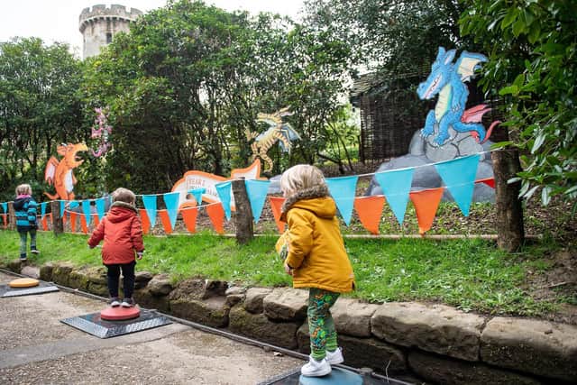 Children enjoy a stop on the new Zog trail at Warwick Castle (photo from Warwick Castle)