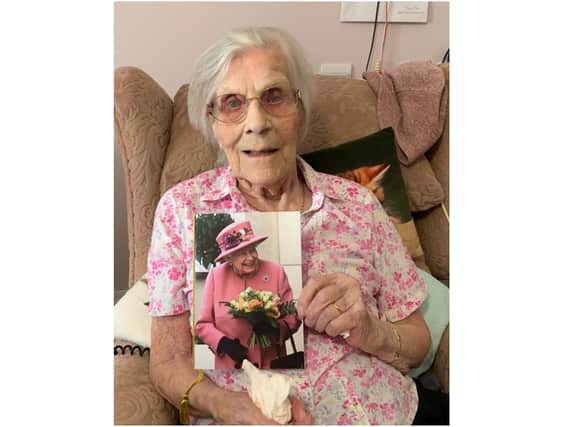 Edith Adelaide Carter, a resident at Care UK’s Highmarket House, received a card from the Queen to mark her 100th birthday on April 7 (Image from Highmarket House)