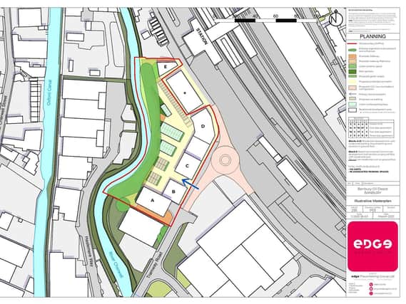 Drawing of plans for the redevelopment of the Banbury Oil Depot into 143 apartments (Image from the planning application submitted to Cherwell District Council)