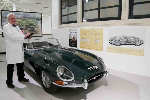 May half-term at the British Motor Museum - Dougie and the E-Type. Photo supplied by the British Motor Museum.