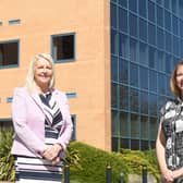 Justine Chadwick from the CWLEP Growth Hub (left) with Eva Harrison from Career
Seekers Direct. Photo supplied