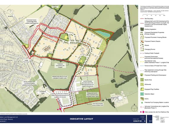 Nearly 40 people have submitted comments to a pending planning application which would bring 825 homes to the Longford Park area of Banbury. (Image from the plans submitted to Cherwell District Council)