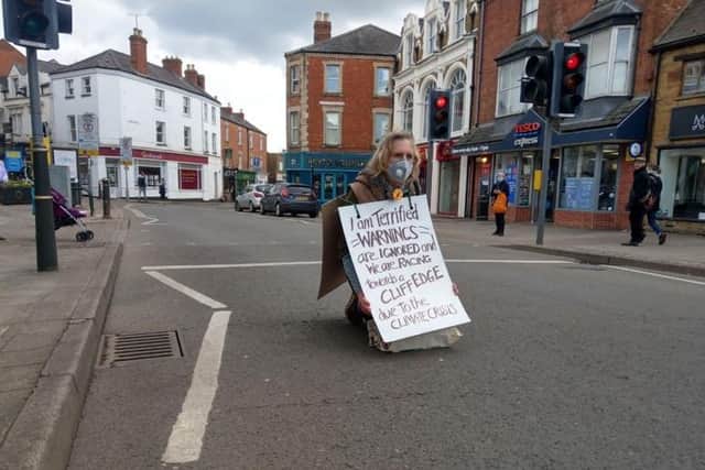 Banbury grandmother - Rachel Payne - held a peaceful climate change protest by sitting in the Banbury High Street on Saturday May 1.