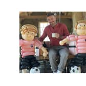 David Beckham with mini versions of himself made by Banbury balloon artist Kerry Jay Binns. (Image from Kerry Jay Binns with permission, which was shared on Victoria Beckham's Instagram page over the weekend)