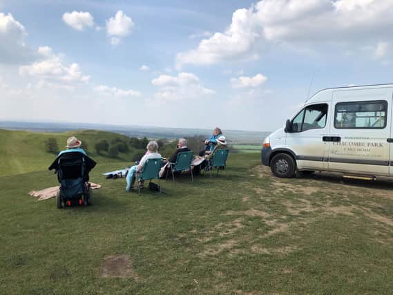 Residents from Chacombe Park Care Home enjoyed a long-awaited trip to Burton Dassett Hills Country Park (Image from Chacombe Park Care Home)
