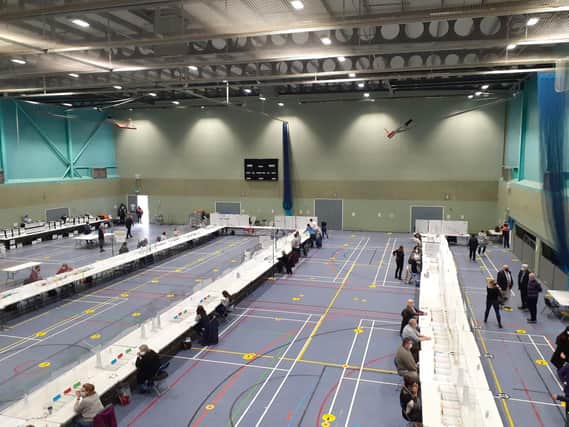 Counting of votes is well under way at the Spiceball Leisure Centre in Banbury (Image from Cherwell District Council Twitter account)