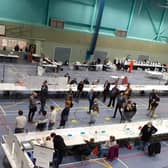 Ballots being counted at the Spiceball Leisure Centre in Banbury for Cherwell District Council (Image from Cherwell District Council Twitter account)