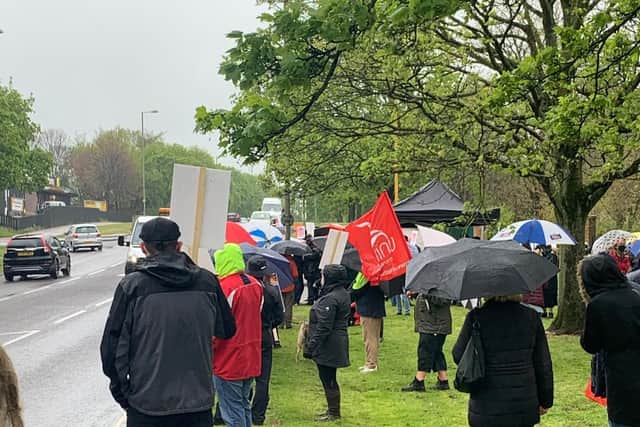 Last Saturday's demonstration outside the JDE factory in Ruscote Avenue, Banbury