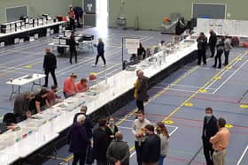 People at the official count for the elections held last week, which was held at the Spiceball Leisure Centre in Banbury (Image from Cherwell District Council Twitter account)