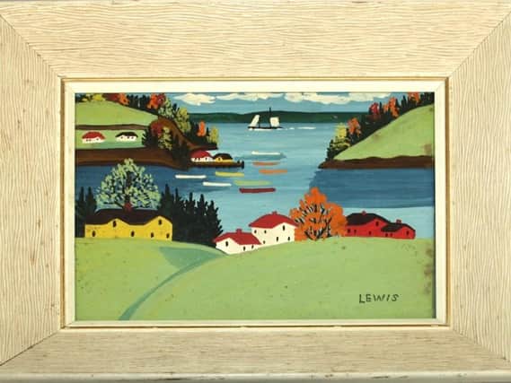 The top-selling Maud Lewis painting, lot 201, discovered in a Banbury home, sold for £10,000. (Image from Hansons)