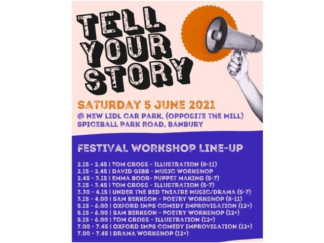 The line-up for the Tell Your Story Festival Workshop hosted by the Banbury-based Cherwell Theatre Company