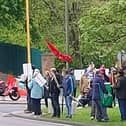 A demonstration outside the JDE coffee factory on Saturday