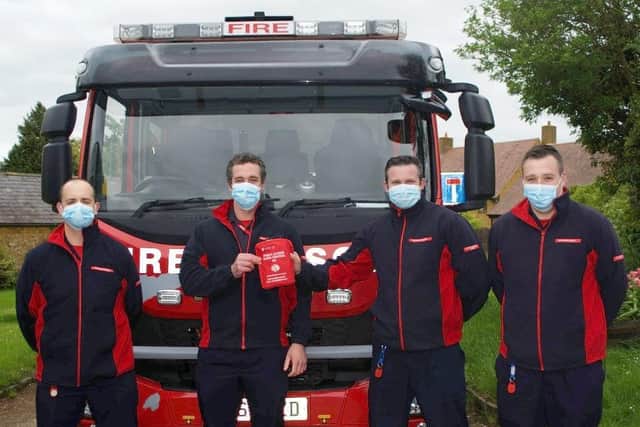 Warwickshire Fire & Rescue Firefighters from the Gaydon Fire Station hold a Bleed Control Kit