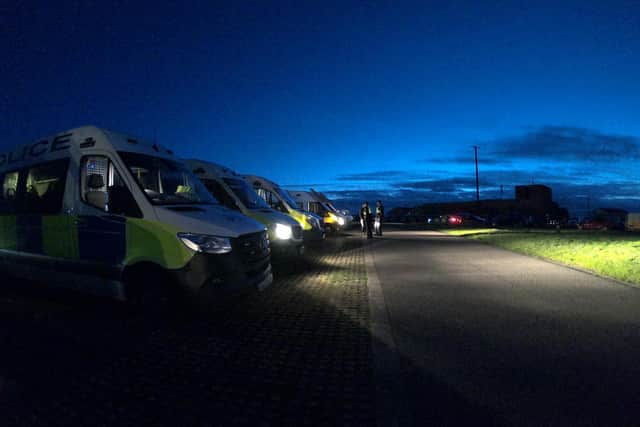TVP vehicles preparing to leave early this morning (Wednesday May 26) for the police operation targeting organised crime and drug supply across the policing area, including Banbury (Image from TVP website)