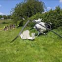 Firefighters from Bicester were among crews called to a gyrocopter crash on the bank holiday Monday. (Image from Oxfordshire Fire & Rescue Service Facebook page)