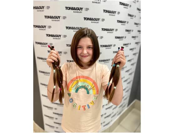 Banbury school girl, Peggy King, had 14 inches of her hair cut off to donate to the Princess Trust charity as part of a fundraising challenge she launched.