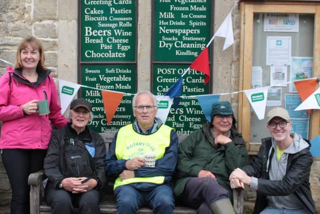 Fundraising walkers are pictured at the Sulgrave Village Shop