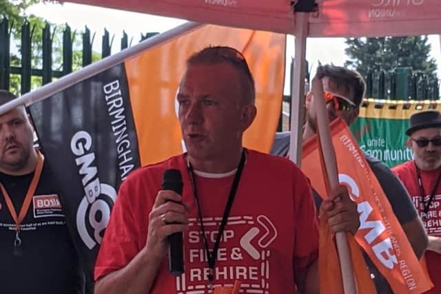 Stevie Roberts of the Banbury GMB branch offers warnings about 'fire and rehire'