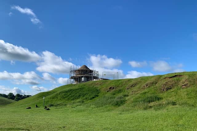 ​Conservation work has started to repair the Beacon tower located within Burton Dassett Hills Country Park. (photo by Chana Projects)